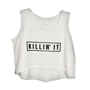 🆕 Killin It Fitness Workout Crop Tank Top - WHITE